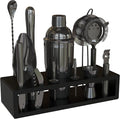 Highball & Chaser 13-Piece Cobbler Cocktail Shaker Set: Black Polished Stainless Steel Bartender Kit for Home Bar Set | Laser Engraved Tools Plus E-Book with 30 Recipes-Ruum Studio Home