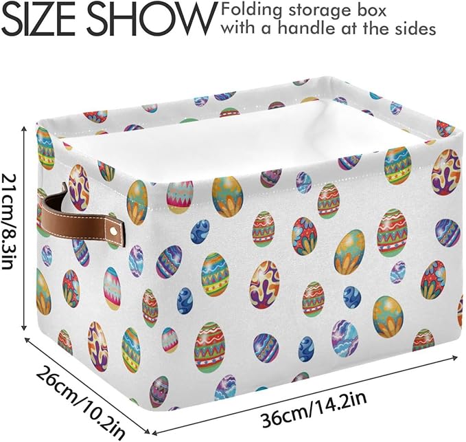 Easter Storage Basket Cube Storage Bins Organizer Bag Collapsible Closet Shelf Baskets with handle for Baby Cloth Pet Toy Book 14.2×10.2×8.3 IN-Ruum Studio Home