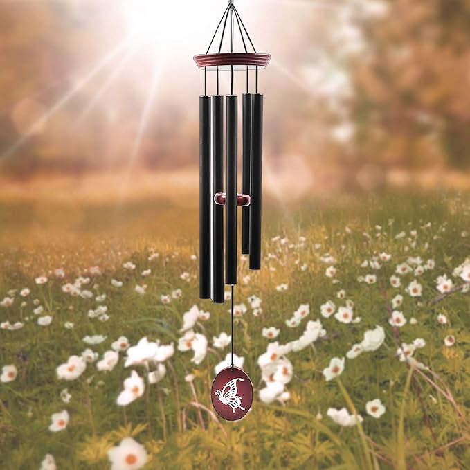Wind Chimes for Outside, WindChimes Outdoor Tuned Soothing Melody, Windchime Gifts for Mom/Grandma,Wind Chimes Outdoor Decoration, Patio, Garden, Yard. (33" Red Butterfly)-Ruum Studio Home