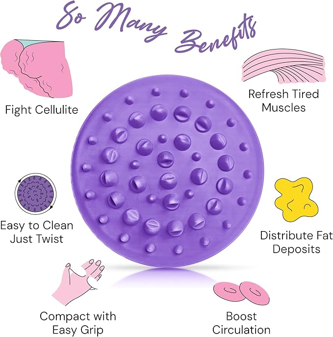 Scala Silicone Cellulite Massager, Bath Shower Scrubber Accessories, Bathroom Toys, Cellulite Remover, Body Massager Tool, Exfoliator, Fat Roller Use with Creams and Oils, Purple-Ruum Studio Home