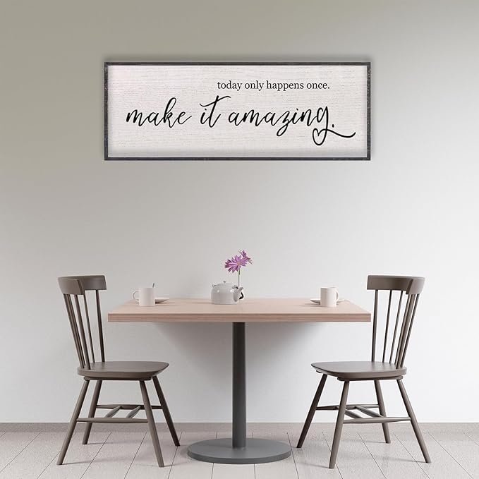 Today Only Happens Once Make It Amazing Wall Decor 40"X15" Quote Inspirational Motivational Sign Wood Frame Wall Art (Black)-Ruum Studio Home