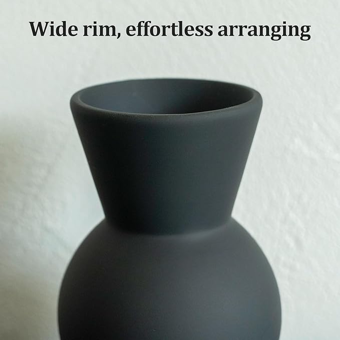 Fake Flowers in Vase for Centerpieces, Faux Flowers in Modern Ceramic Vase Set of 3 with 8 Artificial Autumn Chrysanthemums Home Decor-Ruum Studio Home