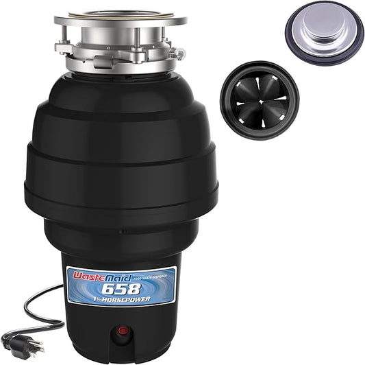 Waste Maid 10-US-WM-658-3B Garbage Disposal Anti-Jam Stainless Steel Food Waste Grinding System, 1-1/4 HP Premium, Black-Ruum Studio Home