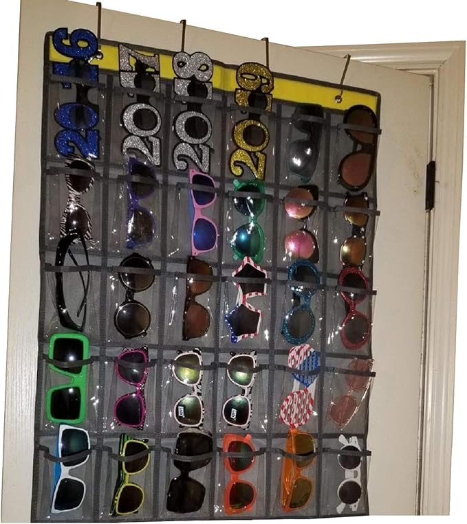 Classroom Pocket Chart for Phone Calculator Holder Over The Door Hanging Closet Jewelry Organizer with 30 Clear Pockets (GREY)-Ruum Studio Home