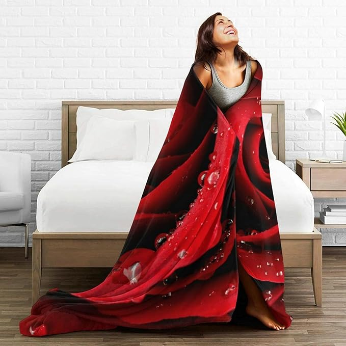 HGOD DESIGNS Red Rose Throw Blanket Ultra Soft Warm All Season Rose Decorative Fleece Blankets for Bed Chair Car Sofa Couch Bedroom 40"X50"-Ruum Studio Home
