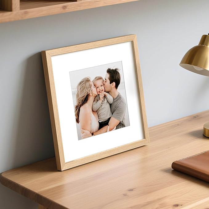 upsimples 12x12 Frame, Natural Solid Wooden Picture Frames, Display 8x8 with Mat or 12 x 12 Without Mat, Wall or Tabletop, 1 Pack, Natural-Ruum Studio Home