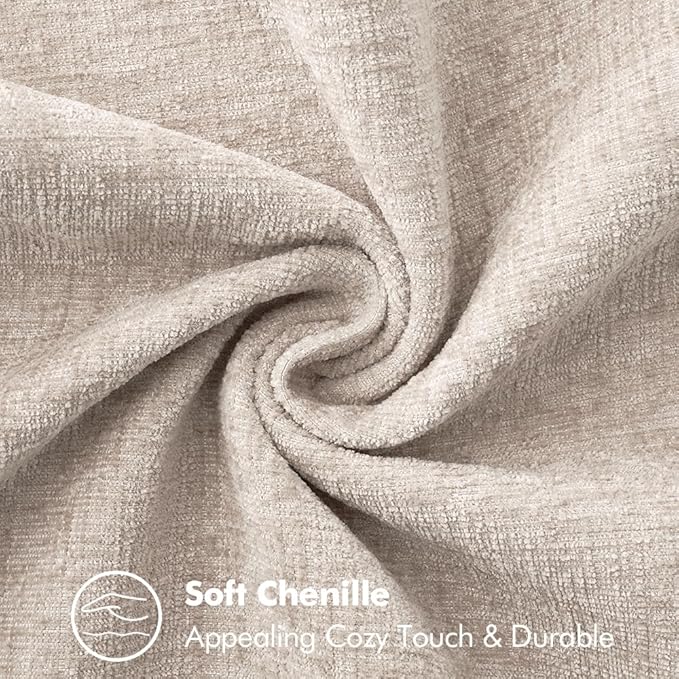 MIULEE Pack of 2 Couch Throw Pillow Covers 20x20 Inch Light Brown Farmhouse Decorative Pillow Covers with Stitched Edge Soft Chenille Solid Dyed Pillow Covers for Sofa Bed Living Room-Ruum Studio Home