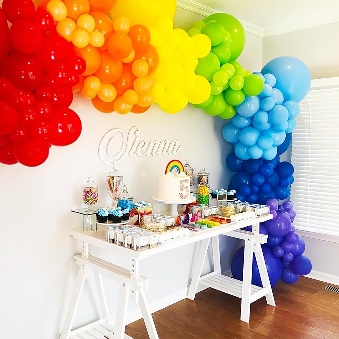 134pcs Rainbow Balloon Arch Kit Different Sizes 18" 12" 10" 5" Assorted Color Latex Balloon Garland Arch Kit for Birthday Baby Shower Graduation Wedding Gender Reveal Party Decorations-Ruum Studio Home
