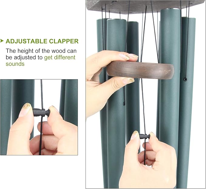 Wind Chimes Outdoor Large Deep Tone,Sympathy Wind Chime Outdoor, Memorial Wind-Chime with 6 Tuned Tubes, Elegant Chime for Garden, Patio, Balcony and Home Decor, Matte Green-Ruum Studio Home