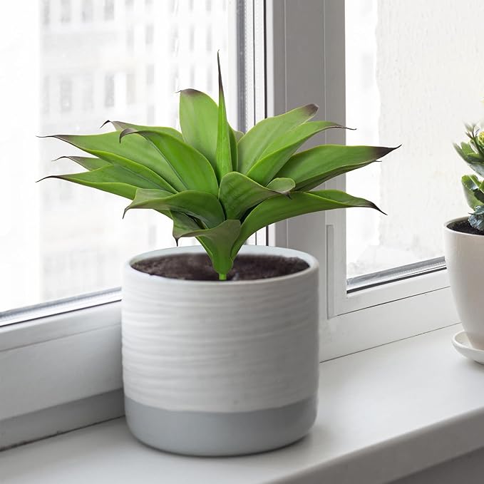 Fake Plants Artificial Agave Plants,Large UV Resistant Fake Agave Planters for Indoor and Outdoor Decorating Tropical Plant Succulents Greenery Indoor Decor13.8 (2Pack, Dark Green)-Ruum Studio Home