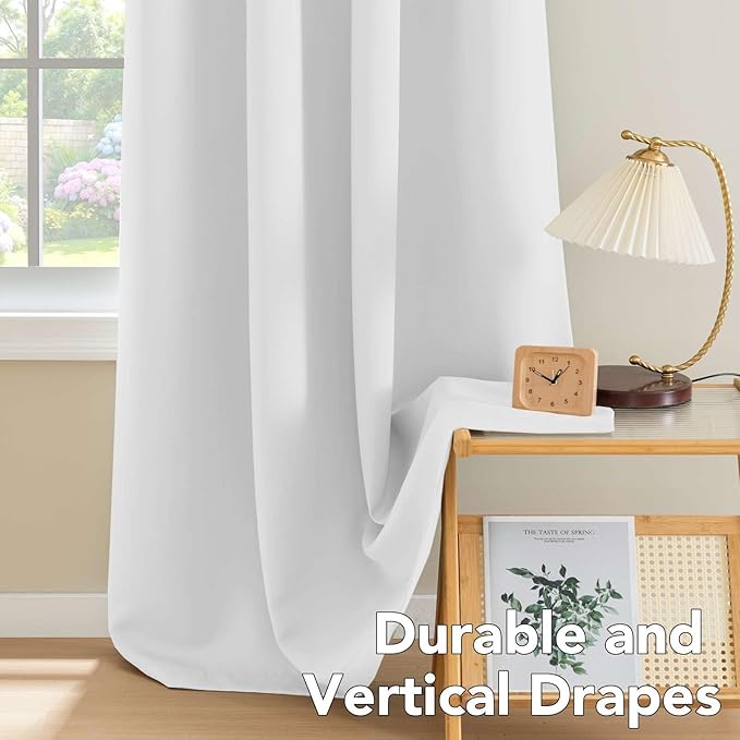 H.VERSAILTEX White Curtains for Bedroom Thermal Insulated Room Darkening Living Room Curtains Grommet Privacy Protection Window Curtain Panels/Drapes for Nursery, 2 Panels, 42x84 Inches, Pure White-Ruum Studio Home
