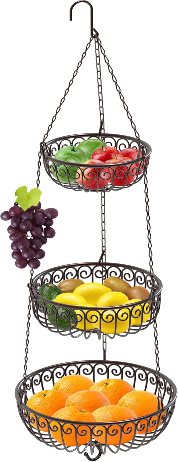 Simple Houseware 3-Tier Fruit Hanging Basket, Bronze-Ruum Studio Home