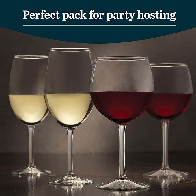 Libbey Vineyard Reserve Wine Glass Set of 12, Red and White Clear Wine Glasses, Merlot, Bordeaux, Chardonnay Gifts, Lead-Free Party Wine Glasses-Ruum Studio Home