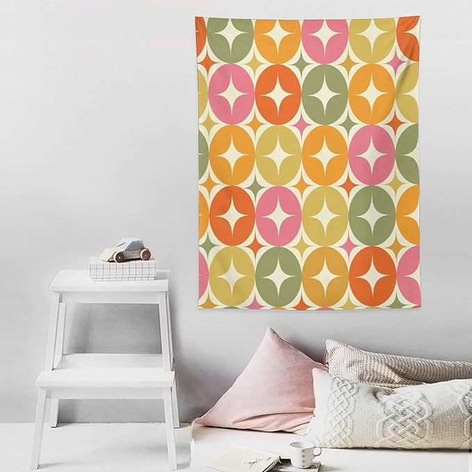 ICMOLYYENLO Abstract Cat Tapestry, Medieval Abstract Atomic Star Cat Vintage Home Wall Hanging Art Tapestry for Bedroom Living Room Dormitory 60x60 Inch-Ruum Studio Home