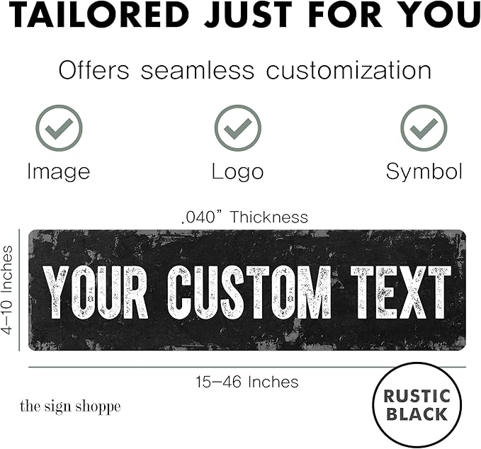 Rustic Custom Metal Sign - Custom Sign for Indoor or Outdoor Use (Rustic Black, 15x15 inches)-Ruum Studio Home