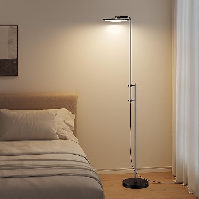 SUNMORY 32W/3000LM Floor Lamps, Super Bright LED Standing Lamp with Remote Control, Adjustable Tall Lamp with 350°Rotating Head, Modern Dimmable Torchiere Corner Lamp for Living Room, Bedroom, Office-Ruum Studio Home