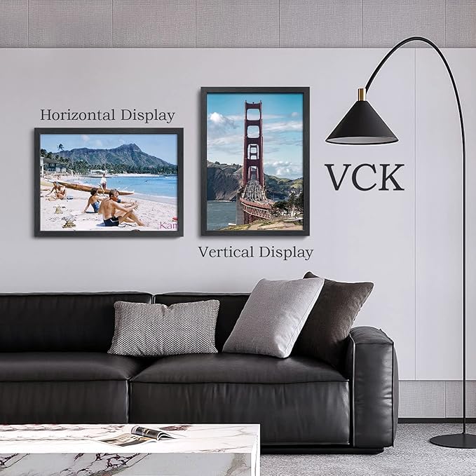 VCK 20x28 Poster Frame Set of 3 - Black, Textured Exclusive Solid Wood Picture Frames, Wall Hanging-Ruum Studio Home