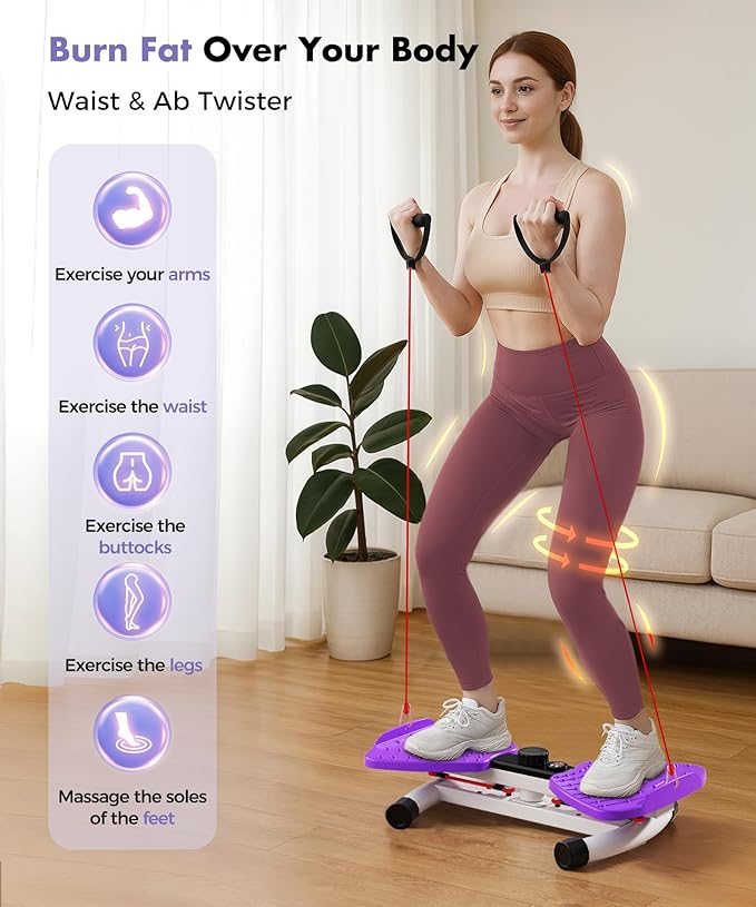 Waist Twisting Machine Fitness Tool, Ab Twister Board with the Smart LED Digital Monitor, 300LBS Capacity & 20dB Ultra-Quiet, Anti-Slip Home Gym Workout Equipment for Women Belly Fat-Ruum Studio Home