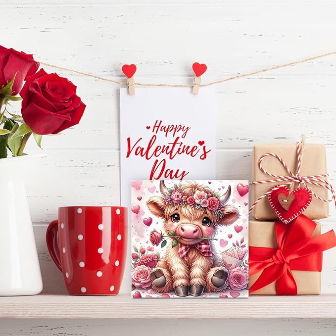 Valentines Day Decor Valentines Day Decorations Valentines Day Office Decor Valentines Day Table Decor Pink Valentines Day Decorations Highland Cow Gifts for Boyfriend Girlfriend, Wooden Decor Sign-Ruum Studio Home