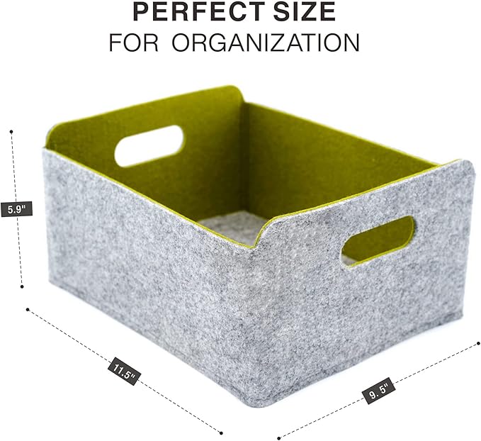 Welaxy Storage Baskets Collapsible Felt Storage bin Foldable Shelf Drawers Organizers for Kids Pet Toys magazine Books Clothes Closet Cabinet decluttering (Curry +Moss green + Wild berry)-Ruum Studio Home