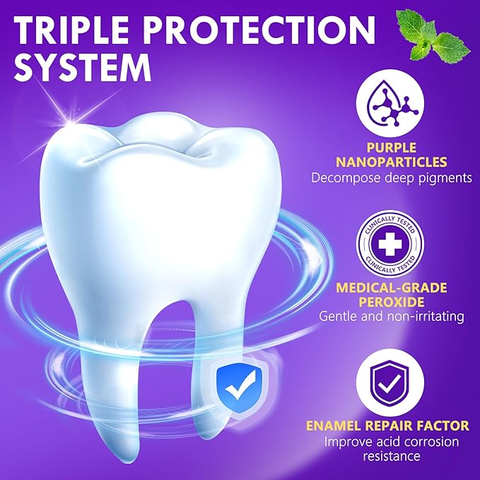 Teeth Whitening Pen 6 Pack, Professional Purple Teeth Whitening Gel for Rapid Stain Removal, No Sensitivity Formula for Sensitive Teeth, Mint Fresh Breath-Ruum Studio Home