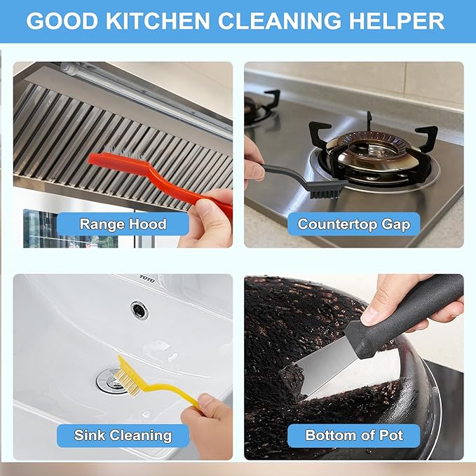 11Pcs Crevice Cleaning Brush Set, Hard Bristle Cleaning Supplies for Kitchen, Bathroom, Corner, Grout, Sink, Cup, Teapot, Bottle, Blender-Ruum Studio Home