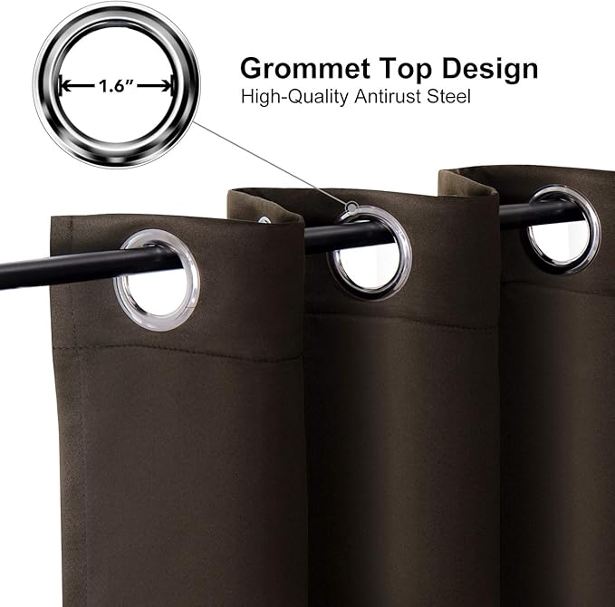 ChrisDowa Blackout Curtains 102 Inches Long 2 Panels Set for Living Room, Grommet Thermal Insulated Room Darkening Curtains for Bedroom (Brown, 52 x 102 Inch)-Ruum Studio Home