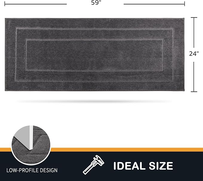PURRUGS Dirt Trapping Door Mat 24" x 59", Non-Slip/Skid Machine Washable Entryway Rug, Dog Doormat, Super Absorbent Welcome Mat for Muddy Wet Shoes and Paws, Grey-Ruum Studio Home
