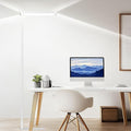 EMITEVER LED Floor Lamp, 100W Spectrum Eye Care Standing Lamp, 77'' Dimmable Motion Sensing & Daylight Sensing Reading Lamp for Study, Living Room, Conference, Office, 4000K Natural Daylight, White-Ruum Studio Home