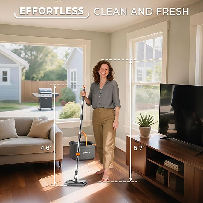 Mop and Bucket Set, Spin Mop with Separate Dirty Water System, Deep-Cleaning Mops for Floors, Versatile Mops for Walls-Ruum Studio Home