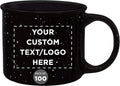 DISCOUNT PROMOS Custom Ceramic Campfire Coffee Mugs 13 oz. Set of 100, Personalized Bulk Pack - Perfect for Tea, Espresso, Cappuccino, Hot Cocoa - Black-Ruum Studio Home