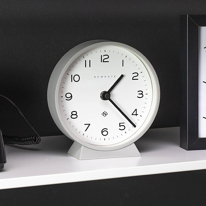 NEWGATE® M Mantel Echo Desk Clock | Modern Round Design | Posh Gray | Easy to Read Numbers | Contemporary Style for Desk, Table, Shelf or Bedside-Ruum Studio Home