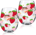 Sliner 2 Pack 17oz Strawberry Stemless Wine Glasses for Women Strawberry Cups Colorful Conversation Drinking Glass for Mother's Day Gift Birthday Party Supplies Graduation Gifts Theme Events-Ruum Studio Home