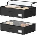 Underbed Storage Bins with Wheels, No Assembly Required - 7.5 inch height Black Large Capacity Rolling Underbed Containers for Shoes, Dorm under bed storage drawers-Ruum Studio Home