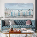 Big Wall Art for Living Room Extra Large Hand-painted Beach Oil Painting Ocean Sea Bird Seagull Canvas Artwork Framed Seascape Coastal Picture for Office Bedroom Decor 60 x 30 inch-Ruum Studio Home