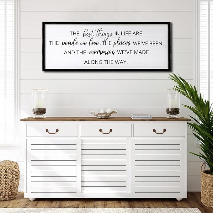 The Best Things in Life Framed Wall Art, 32''×12'' Rustic The Best Things in Life Sign for God Jesus Christ Prayer, Horizontal Holy Inspirational Family Home Decor-Ruum Studio Home