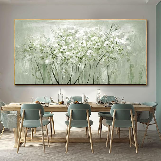 Framed Green Flower botanical Canvas Wall Art 29"x58" Modern Botanical Poster Artwork for Bedroom Living Room Office Kitchen Decor-Ruum Studio Home