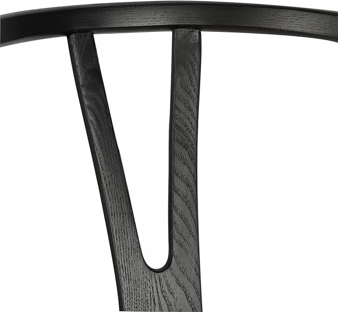 Tomile Solid Wood Wishbone Chair Y Chair Mid-Century Armrest Dining Chair, Hemp Seat (Ash-Black Frame + Natural Cord)-Ruum Studio Home