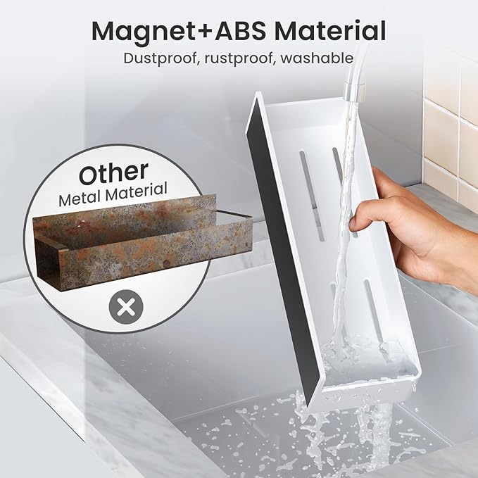 Magnetic Spice Rack for Refrigerator, Kitchen Organizer and Storage Shelf, White (4 Pack)…-Ruum Studio Home