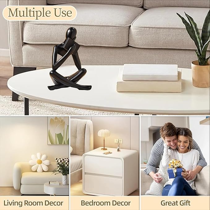 Bookshelf Decor Thinker Statue - Abstract Style Thinker Sculptures Modern Aesthetic Figurine Decoration Statues for Home Decor-Right Thinking-Black-Ruum Studio Home