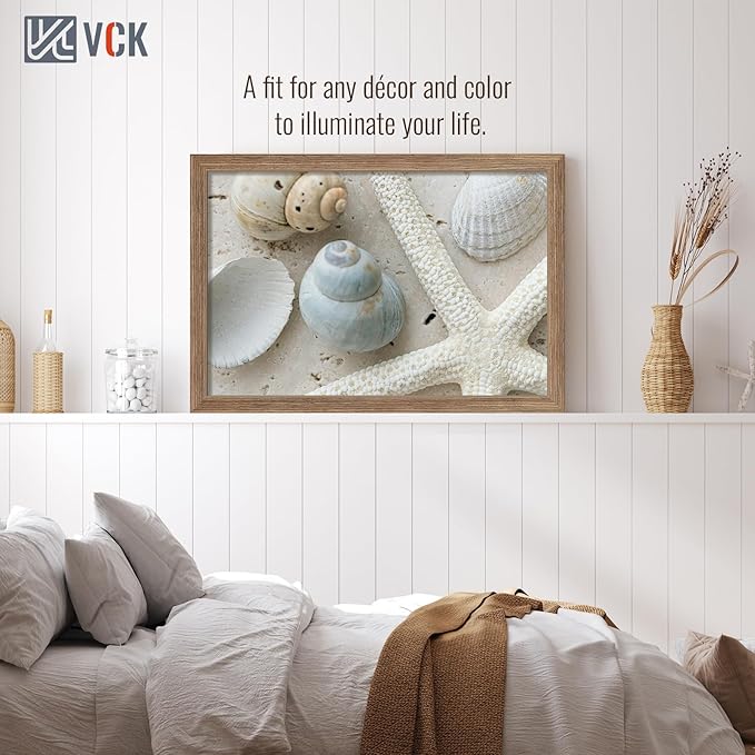 VCK 16x24 Frame 3 Pack - Brown Walnut, Natural Textured Solid Wood Poster Picture Frame, Wall Mounting Hanging-Ruum Studio Home