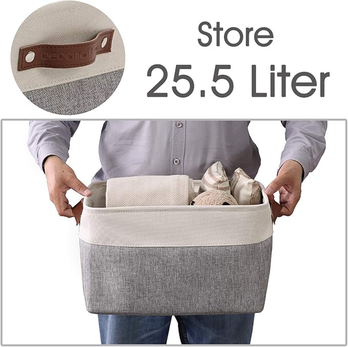 DECOMOMO Storage Bins Fabric Storage Baskets for Shelves, Linen Closet Organization Toys Nursery (Mixed Neutral, Large - 3 Pack)-Ruum Studio Home