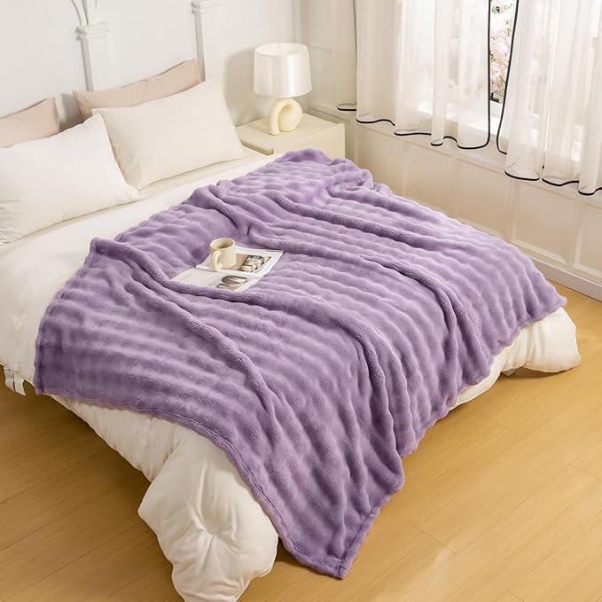 YUSOKI Luxury 3D Bubble Throw Blanket 3.1lb,All Ages,Home Decoration, (Lilac Purple,60 * 80inches)-Ruum Studio Home