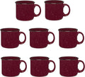 Set of 8 Ceramic Campfire Mugs – 15 Oz, Maroon – Coffee & Tea Cups for Home, Work, Travel, Camping – Customizable, Great for DIY, Events, Companies-Ruum Studio Home