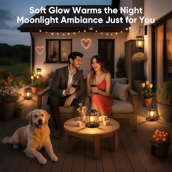 Solar Lanterns Outdoor Waterproof: 2 Pack Hanging Solar Lights for Outside Patio Porch Garden Tabletop Decor - Bright LED Warm White Solar Powered Lighting - 2025 Gardening Lovers Mom Gifts-Ruum Studio Home