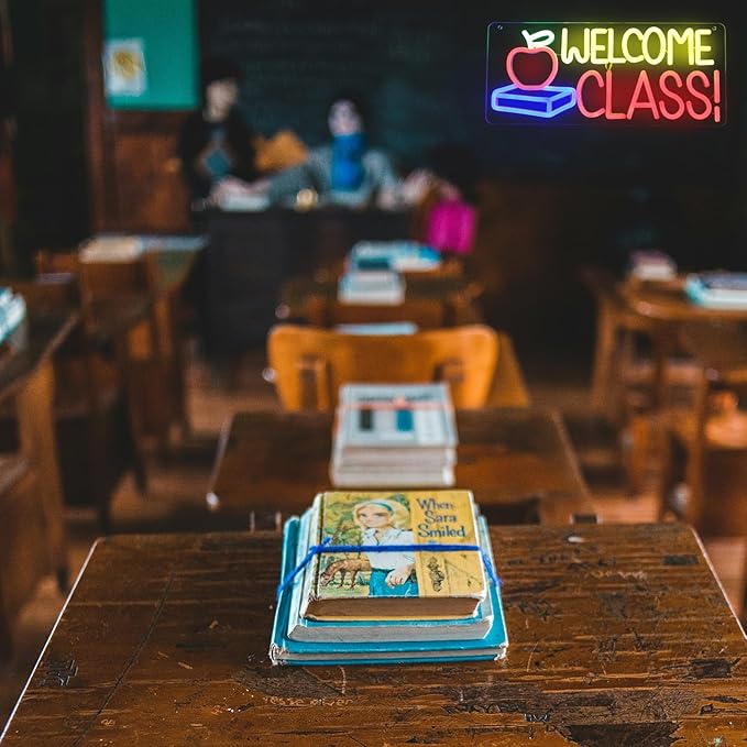 Welcome Class Neon Sign Student Classroom Neon Lights Apple Book LED Signs for Wall Colorful Back to School Wall Art Neon Light Up Signs for Classroom School Opens Party Decorations-Ruum Studio Home