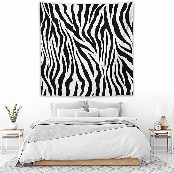 HZOHNAGO Zebra Print Tapestry Nature Wild Animals Black and White Stripe Printed Wall Tapestry Painting Wall Hanging for Bedroom Living Room Dorm 60" W x 60" H-Ruum Studio Home