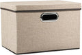 PRANDOM Collapsible Storage Cubes with Lids [1-Pack] Jute Fabric Foldable Storage Boxes Organizer Containers Baskets Bins with Cover for Home Bedroom Closet Office Nursery (14.9x9.8x9.8)-Ruum Studio Home