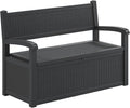 70 Gallon Deck Bench with Storage,Outdoor Storage Box Bench Waterproof&Lockable, Resin Patio Furniture with Armrest for Patio, Porch, Garden,Black-Ruum Studio Home