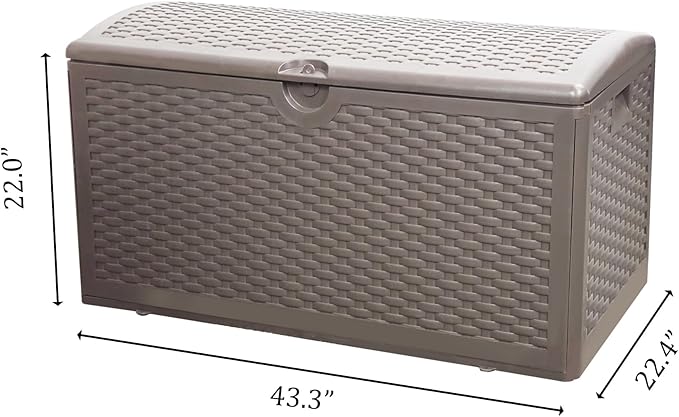 80 Gallon Pro Outdoor Storage Box Waterproof Lockable Resin Deck Box Large, Patio Storage Bin for Pool Accessories Cushion Furniture, Garden Tools, UV-Resistant Outside Delivery Brown-Ruum Studio Home